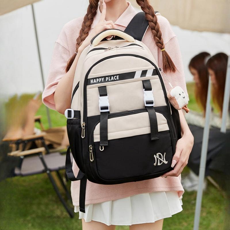 Letnie nowe wysokiej jakości torby szkolne dla dziewcząt do szkoły średniej, oddychające, o dużej pojemności, torba na książki dla studentów uniwersytetu, modny plecak nylonowy z zawieszką