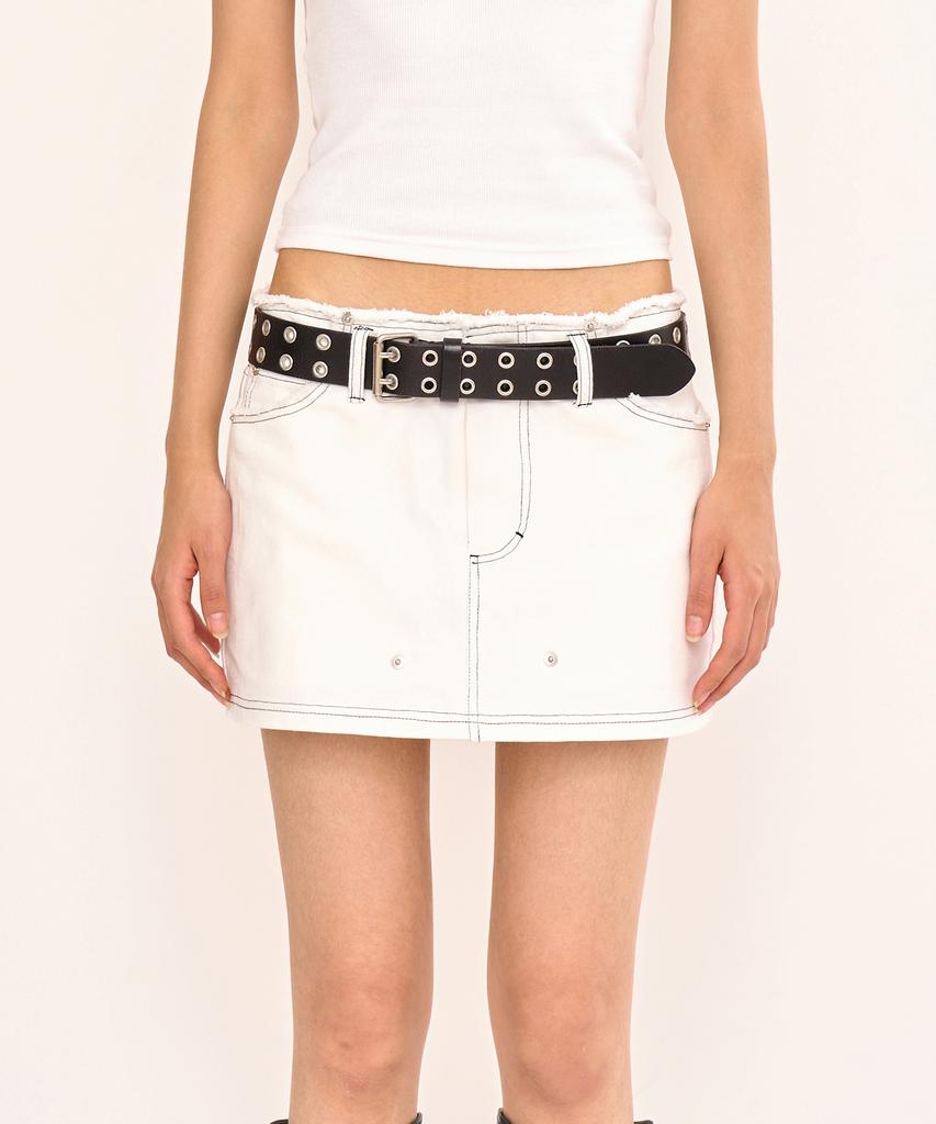 Panyoung Damaged Mini Skirt White