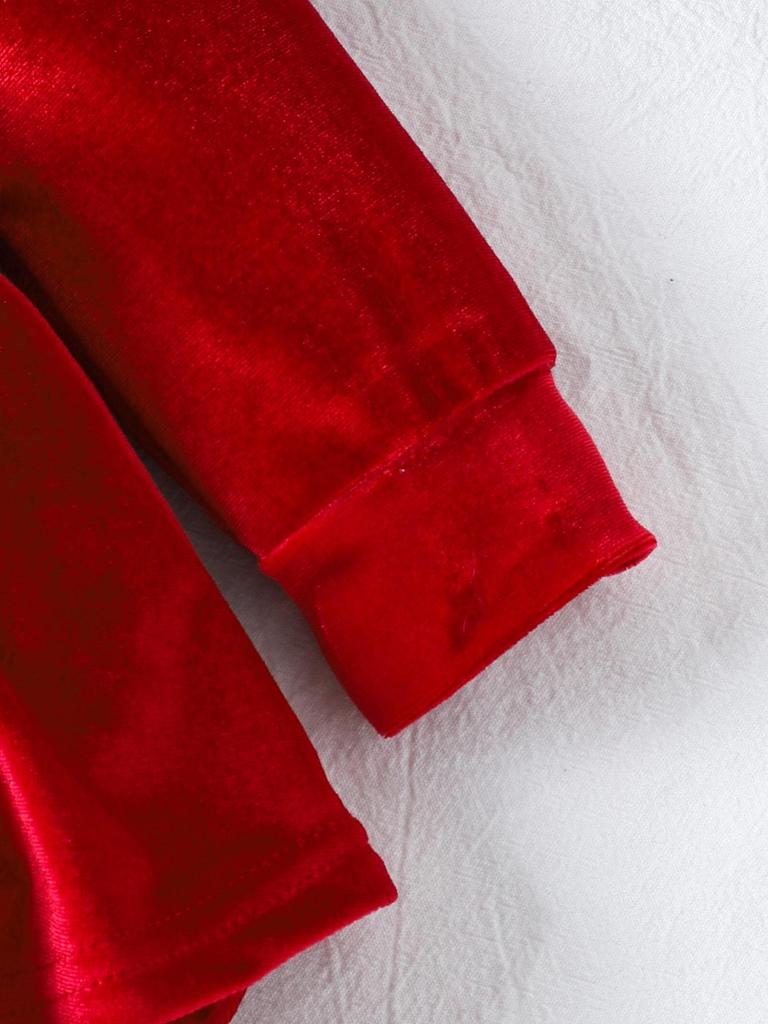 Europäisches & Amerikanisches Mädchen Weinrot Langarm Haremskleid