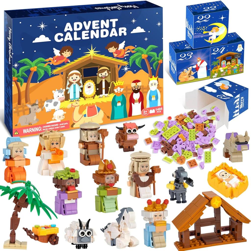 24pcs Christmas 3d Countdown Calendar Assembling Building Block Toy Set Gift 24 Building Block Accessories
