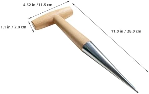 NUSITOU Ergonomic Garden Drill Wooden Handle Manual Soil Auger for Seedlings Garden Plants