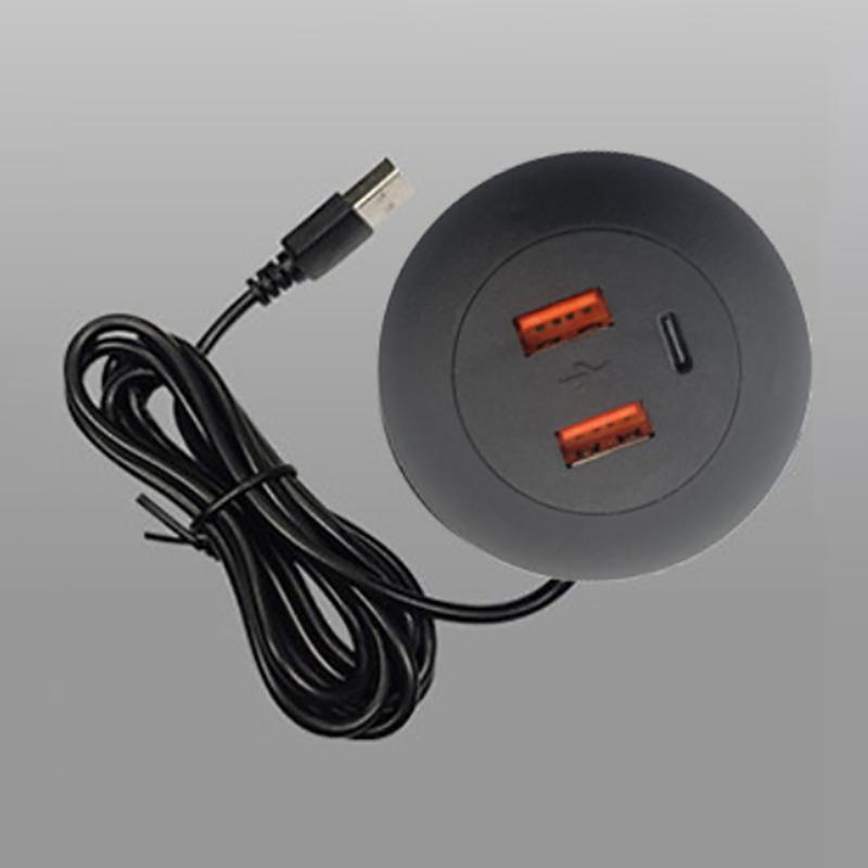 

Встраиваемый настольный многопортовый USB2.0 на USB Type-C зарядный разъем удлинитель скрытый кабель быстрой зарядки чёрный