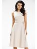 Elegantes Midikleid mit Trägern und einem Gürtel, beige M