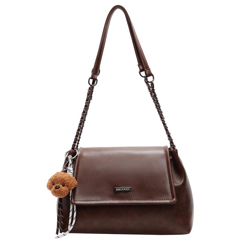 

Retro bag women s large-capacity new autumn and winter versatile chain shoulder bag casual commuter tote bag Without pendant коричневый