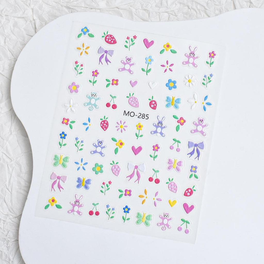 Spring Floral Embossed Nail Art Stickers: Fresh Ice Flower and Wearable Designs