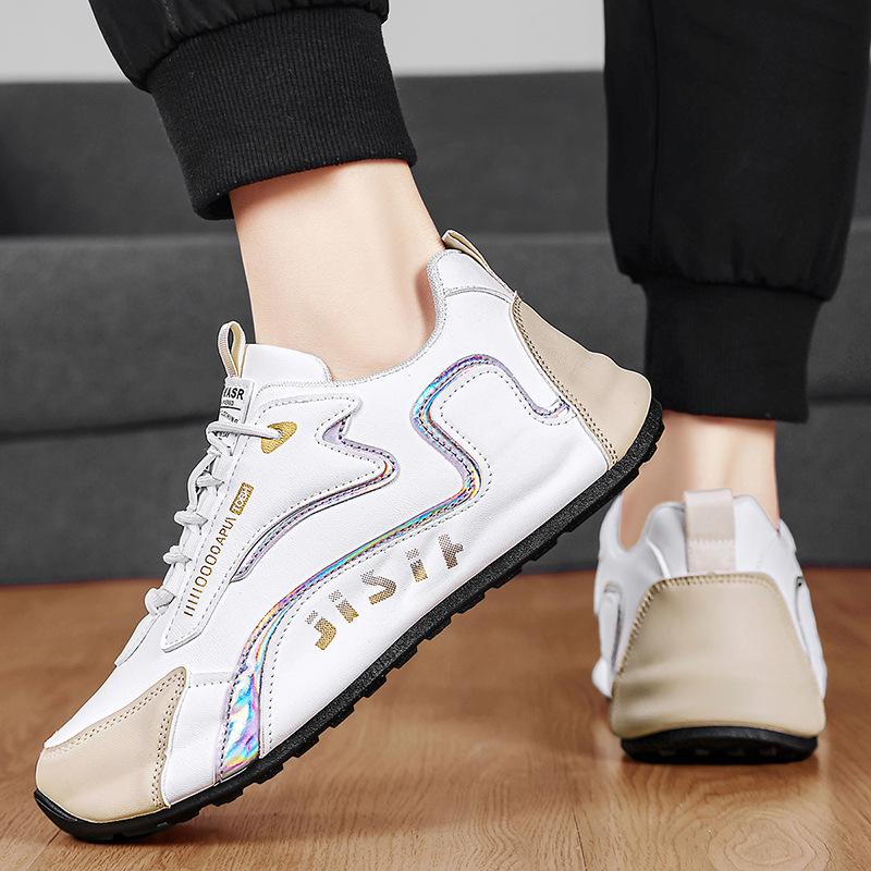 

Men s PU Leather Waterproof Sneakers Casual Sports Shoes Spring and Summer Men Lightweight Breathable Flat Non-slip Tenis Shoes 44 белый