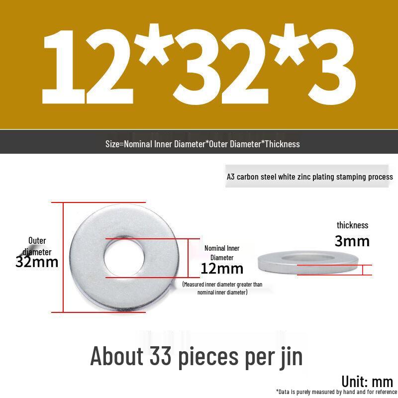 Extra Large Galvanized Metal Flat Washer - Thickened Round Screw Washer M6-M16