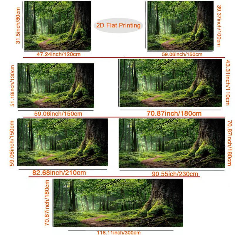 1 Piece of 2D Flat Banner Background Fabric, Green Forest Path, Birthday Banner, Decorative Flag