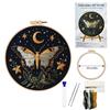 Starry Moon Embroidery KIT- Cross Stitch Kit DIY Needlepoint Including Cloth with Pattern, Hoop, Needles Instruction and Threads