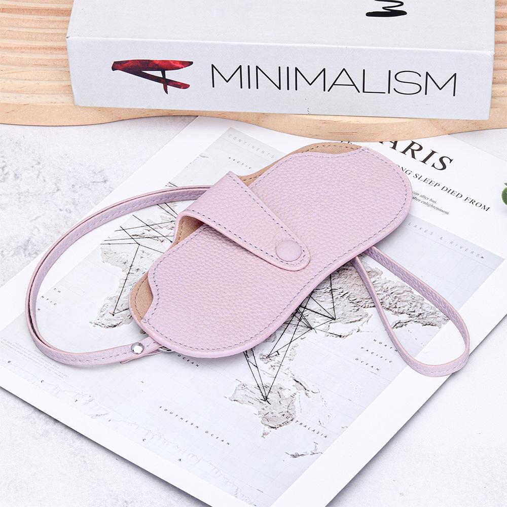 Leather Sunglass Case, Glasses Cases Holder, Portable Soft Leather Sunglasses Bag, Slim Eyeglasses Pouch Men Women with Lanyard