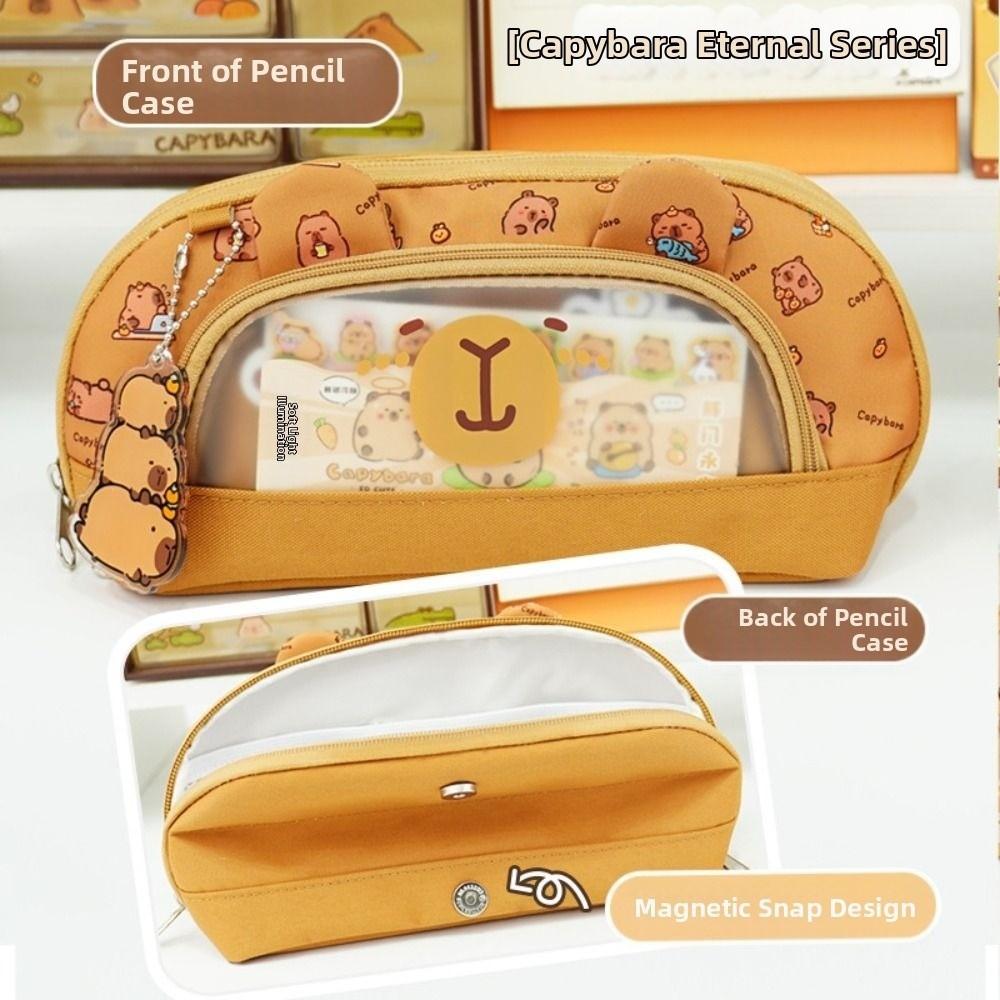 Cartoon Capibara Pencil Case Multi-layer Stationery Bag Kawaii Pencil Pouch School Supplies