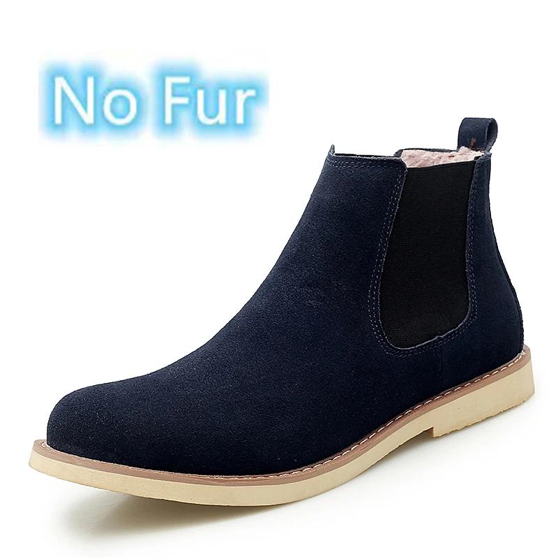 Fashion Chelsea Fashion Shoes Warm Winter Leather Shoes Antiskid Mens Boots Male Footwear Classic Men Ankle Boots Comfy  Boots