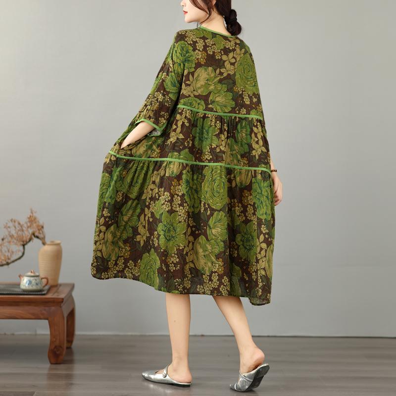 DIMANAF New 2026 Women Plus Size Summer Long Dress Sundress Loose Oversize Maxi Lady Floral Cotton Dress