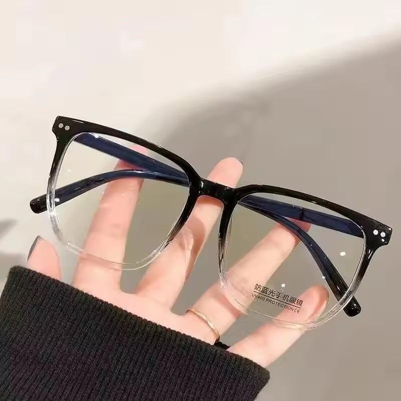 Square Fashion Anti Blue Light Photochromic Glasses for Men and Women Full Rim Lightweight Plastic Frame