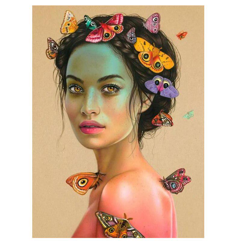 

DIY Алмазная картина Ангел Пейзаж Вышивка Ночная мозаика Украшение дома Кошка и собака Dianmond Art Full Square 20X30CM светло-синий