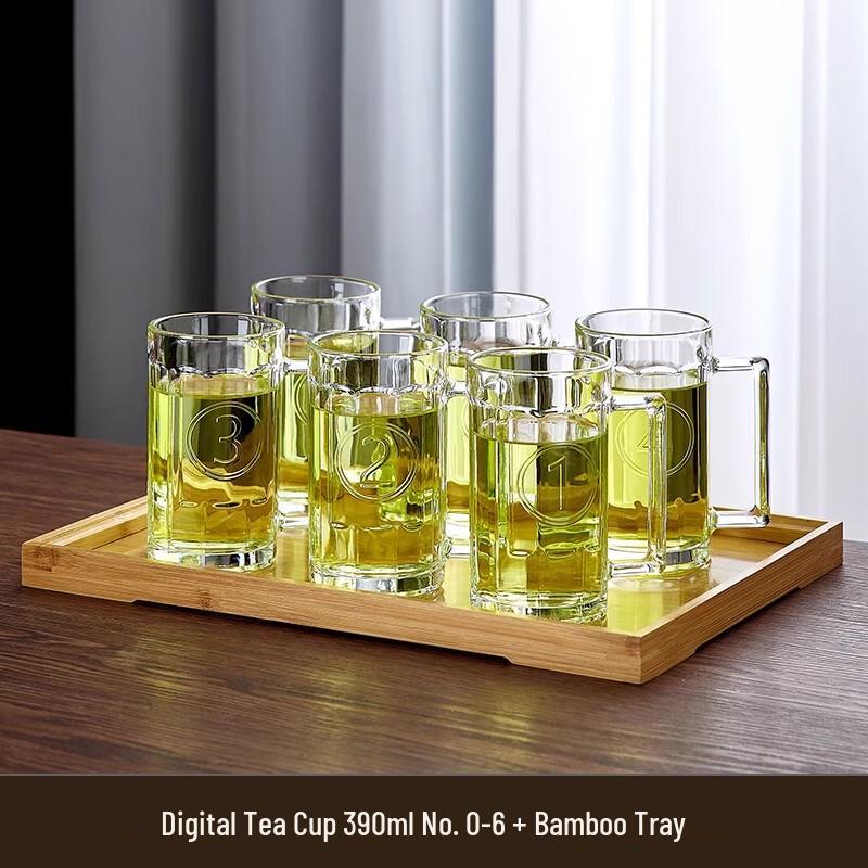 

Набор стеклянного кувшина для воды Haofeng и 6 чашек с ручками с бамбуковым подносом