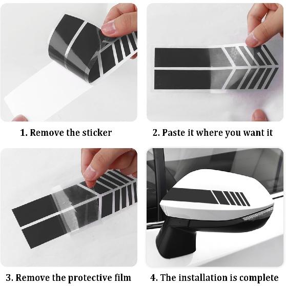 6PCS Racing Stripes For Cars - 2PCS Car Hood Decal + 2 Car Side Decals + 2 Car Mirror Stickers,Water-Resistant Stylish Car Decal Exterior CCar