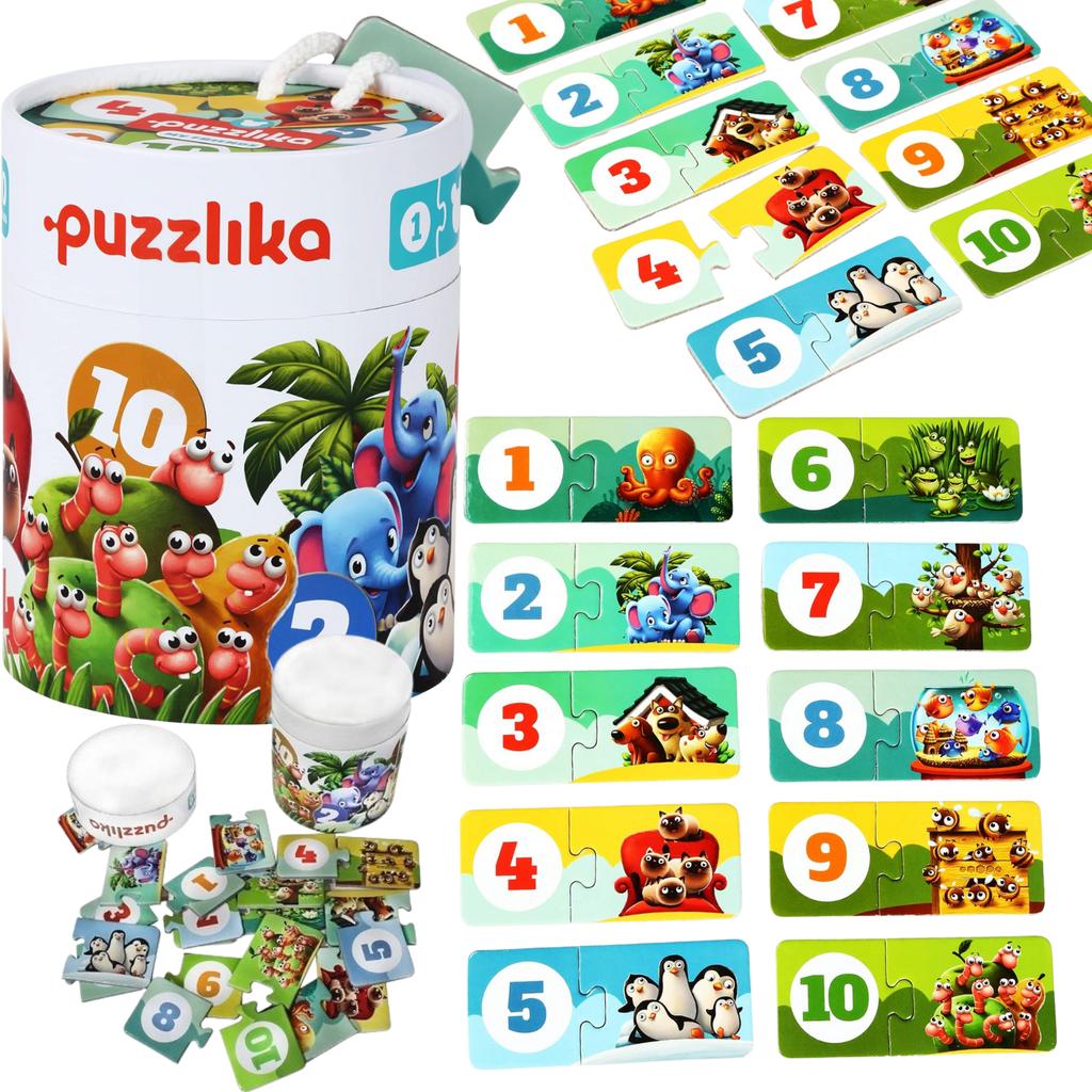 Puzzle Moi Przyjaciele Zwierzątka Nauka Matematyki Liczenie Zestaw
