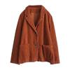 Harajuku Corduroy Jackets Korean Cute Solid Color Long Sleeve Lapel Neck Breasted Casual Double Pocket Cardigan Coat