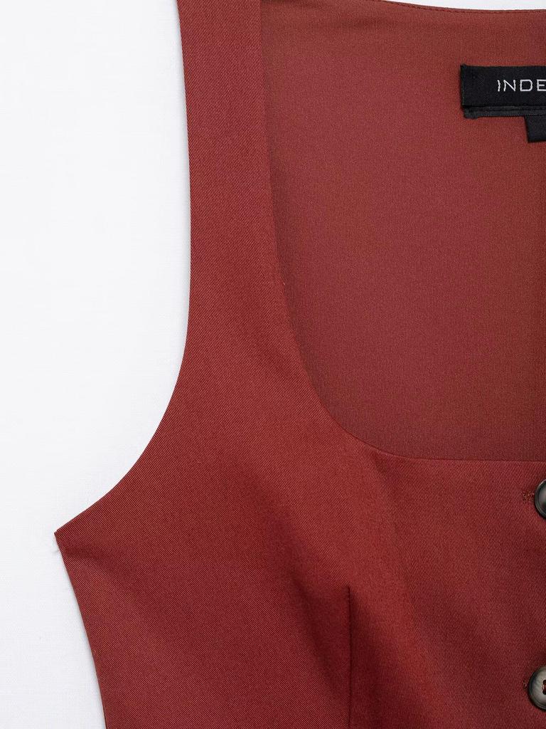 TAOP&ZA Spring/Summer Women's Double-Breasted Square Neck Slim Sleeveless Vest Top