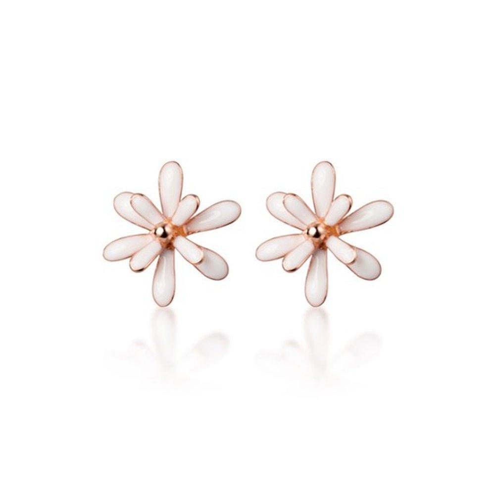 Hermosa:J E069 Silver 925 Silver Earrings Rose Gold Flower Earrings Daily Flower Earrings