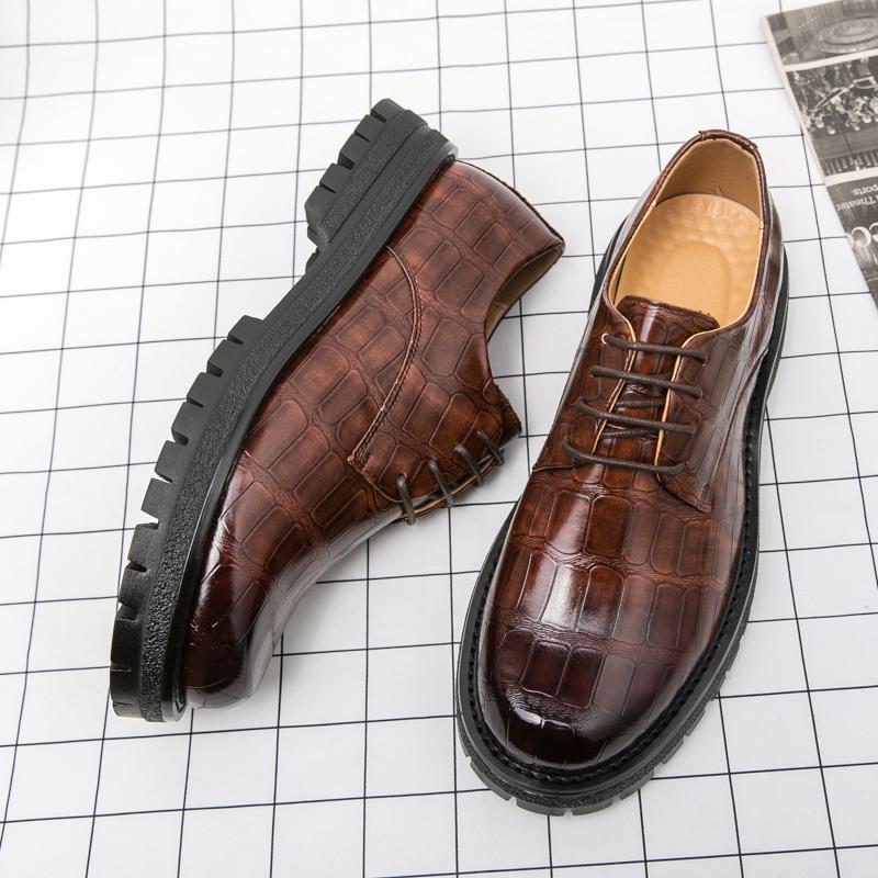 Fashion Leisure Walk Thick Bottom Oxford Shoes Versatile Mens New Casual Business Shoes PU Leather Formal Dress Footwear Simple Sneakers