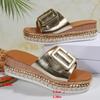 Fashion Fashion Buckle Women's Shoes Thick-Soled Slippers 2025 Summer Wedges Sandals Plus Size 36-43 Women Chic Rivets Platform Slides