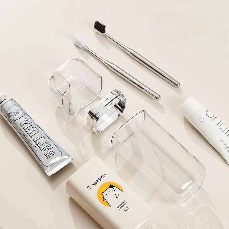 Portable Travel Toothbrush Holder Set Compact Organizer Case for Toothpaste Mouthwash Cup Bathroom Toiletries Storage Box
