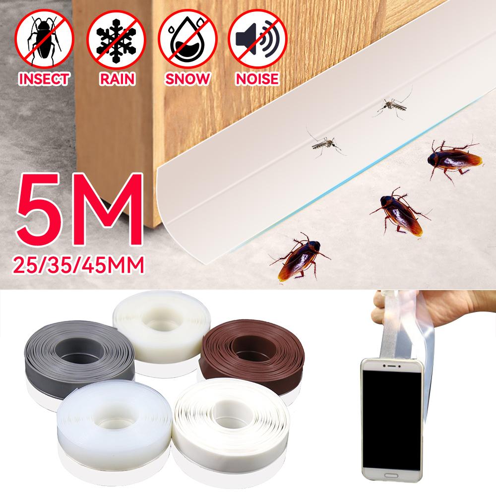 5m Türdichtungsstreifen unten selbstklebend wasserdicht Fensterdichtung Wetterstreifen Winddicht Staub Windschutzscheibe selbstdichtendes Klebeband Wetterstreifen