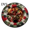 Dekorativer Weihnachtsgeschenk-Weihnachtsmann 3D Runder Teppich, Kristall-Samt-Fußmatte für Wohnzimmer Schlafzimmer Ferienhausdekoration, Rutschfest
