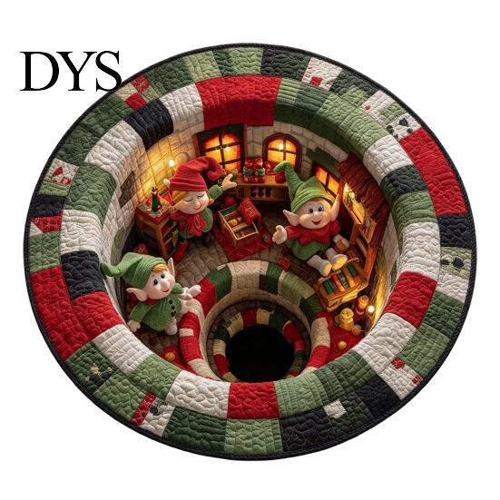 Dekorativer Weihnachtsgeschenk-Weihnachtsmann 3D Runder Teppich, Kristall-Samt-Fußmatte für Wohnzimmer Schlafzimmer Ferienhausdekoration, Rutschfest
