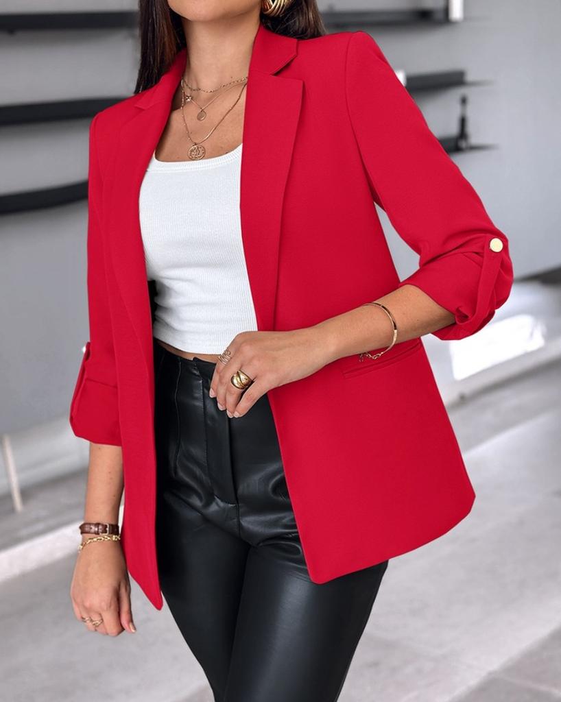 Elegant Women's Cardigan Blazer New  Autumn Winter Long Sleeve Casual Solid Color Coat Jacket For Women Slim Blazers