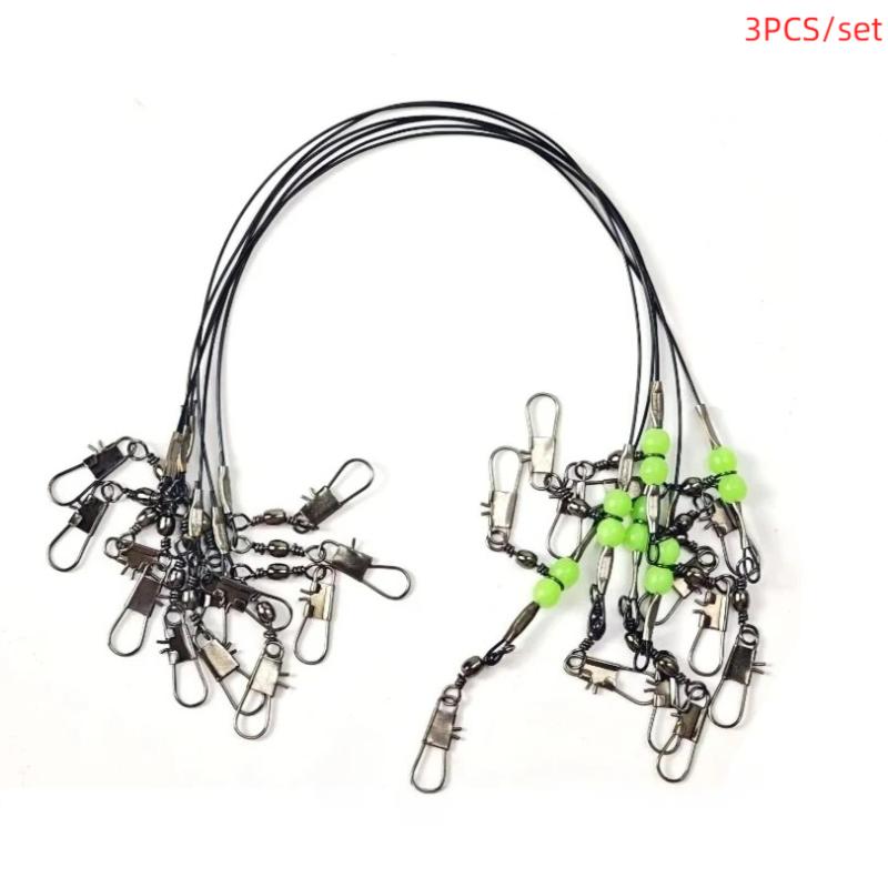 3/6/9Pcs/Lot 20Cm Squid Fishing Leader Rig With Luminous Beads Swivel Snap Connector For Octopus Cuttlefish Sea Saltwater Tackle