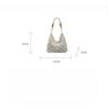 Bohemian Crochet Straw Shoulder Bag, Hand-Woven Tote Bag with Beaded Handle, Large Capacity Beach Bag for Women, 6 Colors, 36x33cm