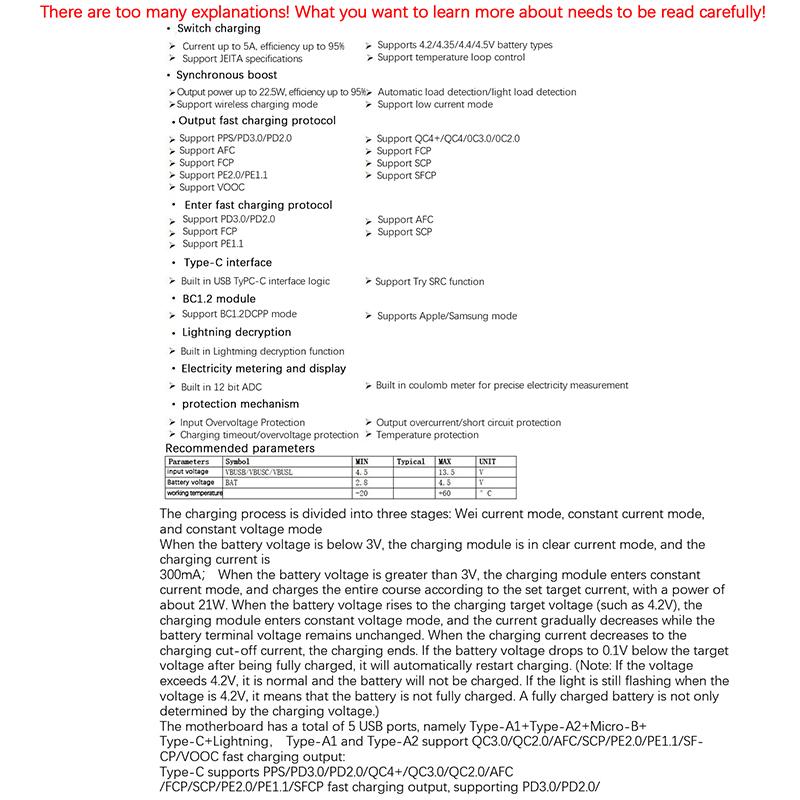 Qc4.0+Pd3.0 Led Dual Usb 22.5W Micro/Type-C Usb Mobile Power Bank 18650 Charging Module Temperature / Circuit Protection