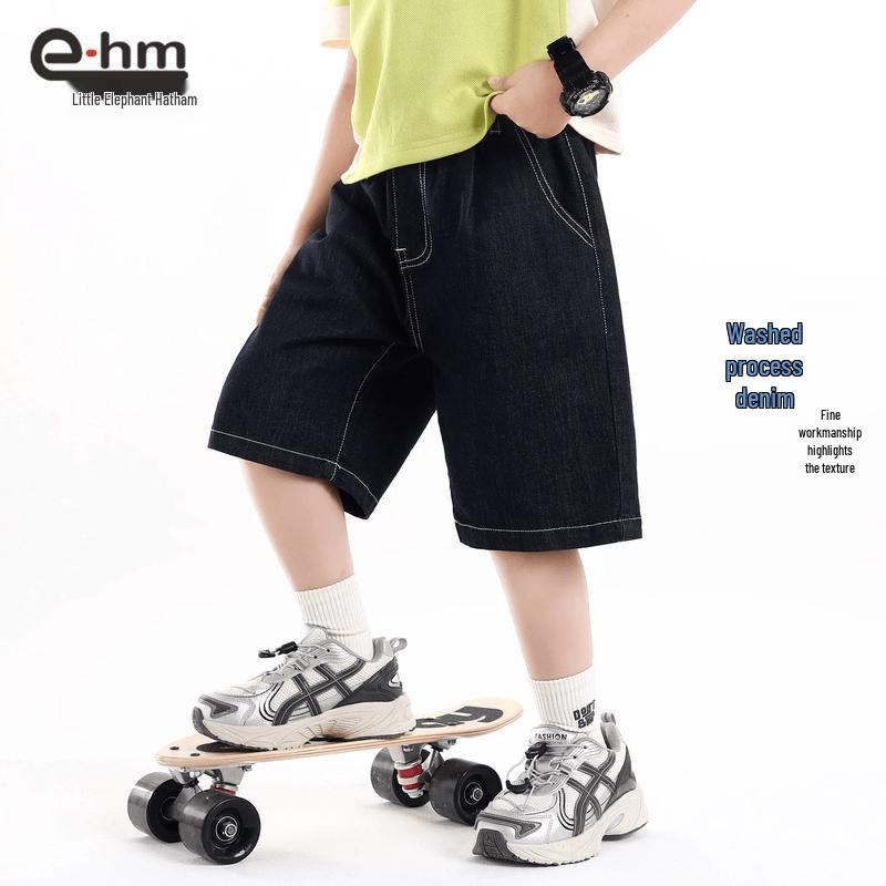 Boys' Summer Fade-Resistant Denim Shorts