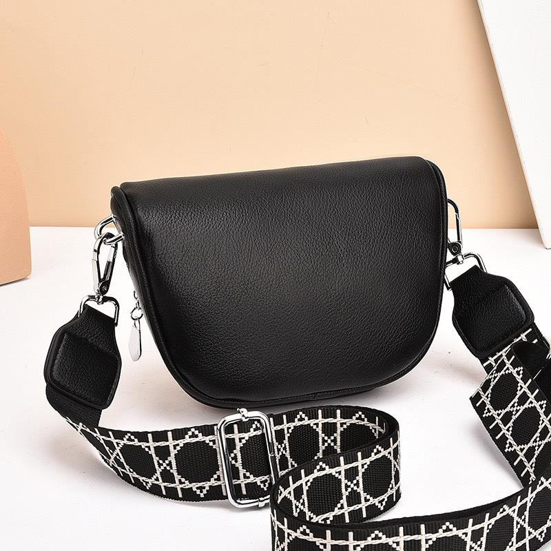 Sac bandoulière selle couleur unie tendance - Sac à bandoulière grande capacité pour femme