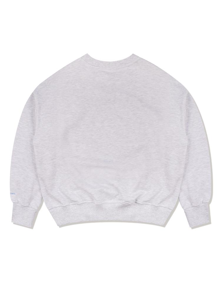 LA MAISON STUDIO Women'S Crop Circle Logo Embossed Bear Friends Heavy Terry Sweatshirt Ash Gray Blue (Fcd3Ts702W)