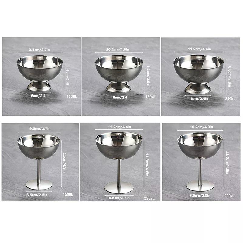 304 Stainless Steel Retro Footed Dessert Cup Luxury Ice Cream Bowl Hotel Restaurant Cocktail Pudding Cup Tableware