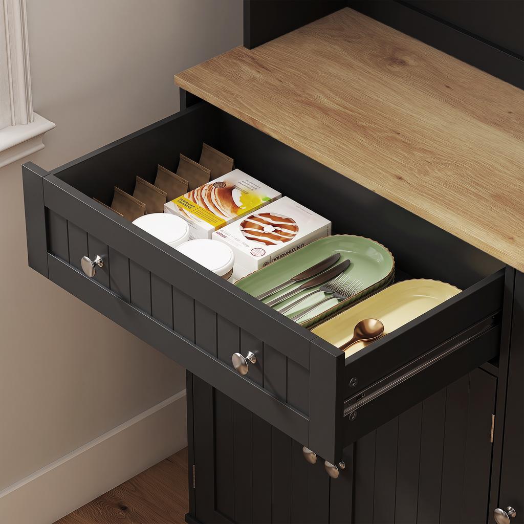 173 cm Tall Kitchen Cupboard Pantry Storage Cabinet, Black