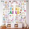 Rainbow Quote Curtains Kids Cartoon Cute Flowers Sun Lovely Inspirational Motivational Words Boys Girls Bedroom Window Polyester Decor Treatment