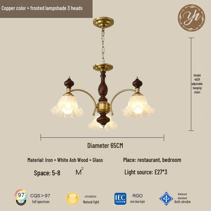 Кремовая люстра с цветами в стиле середины века из массива дерева в французском ретро-дизайне Includes LED Energy-Saving Tri-color Light