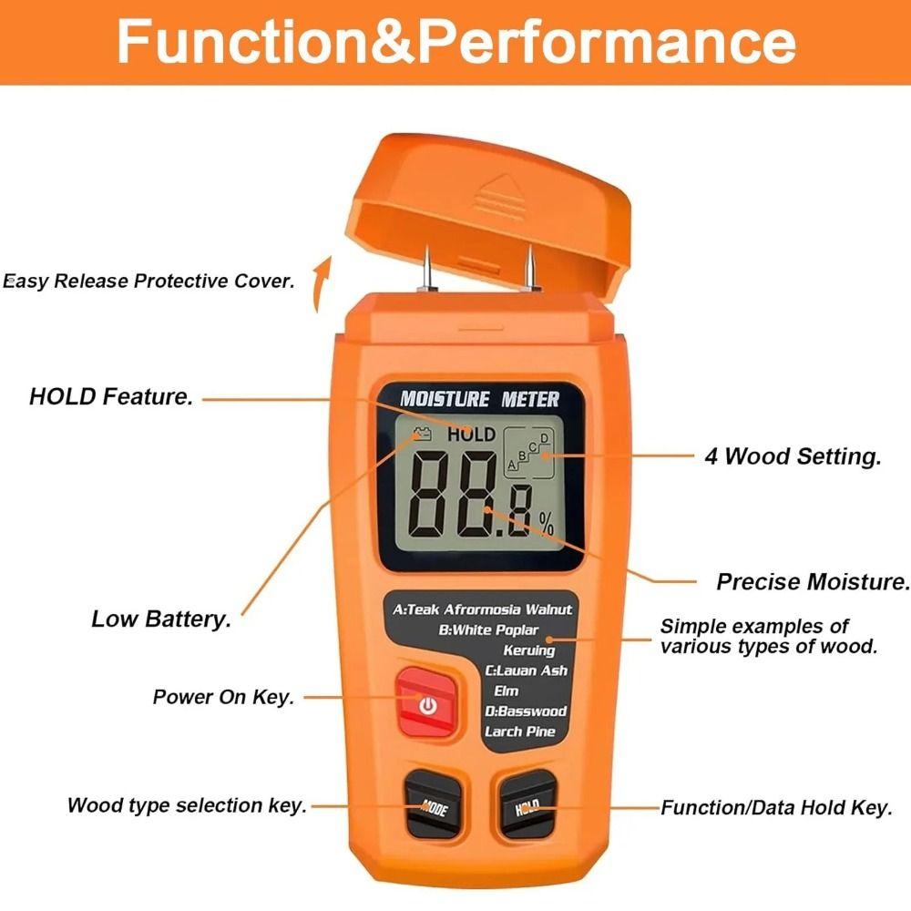4 Measurement Modes Wall Moisture Detector 0-99.9% Wood Humidity Tester  Flooring