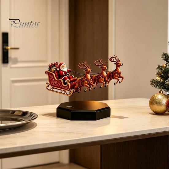 Collectible Holiday Ornament Floating Santa Sleigh, Flying Sleigh Magnetic Levitation Christmas Decorations, Innovative Seasonal Home Decor