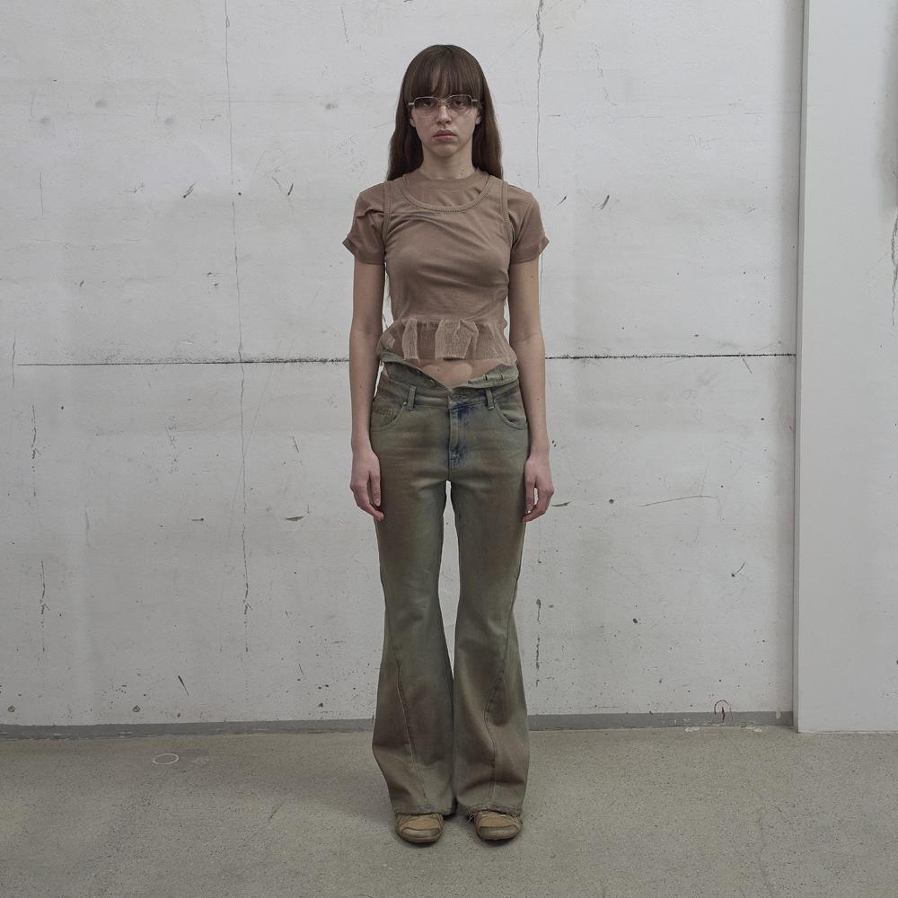 Lcdc Tm Sheer Frill Knit Top (Beige) Beige/Ss