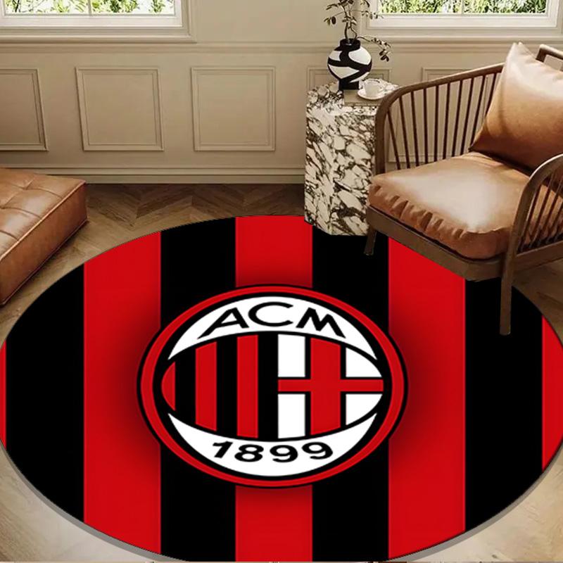 Ac Football Club Round Rug for Livingroom,Bedroom, Palyroom, Chair Rug, Area rug, Circle Carpet, Large Size Fan Christmas gift