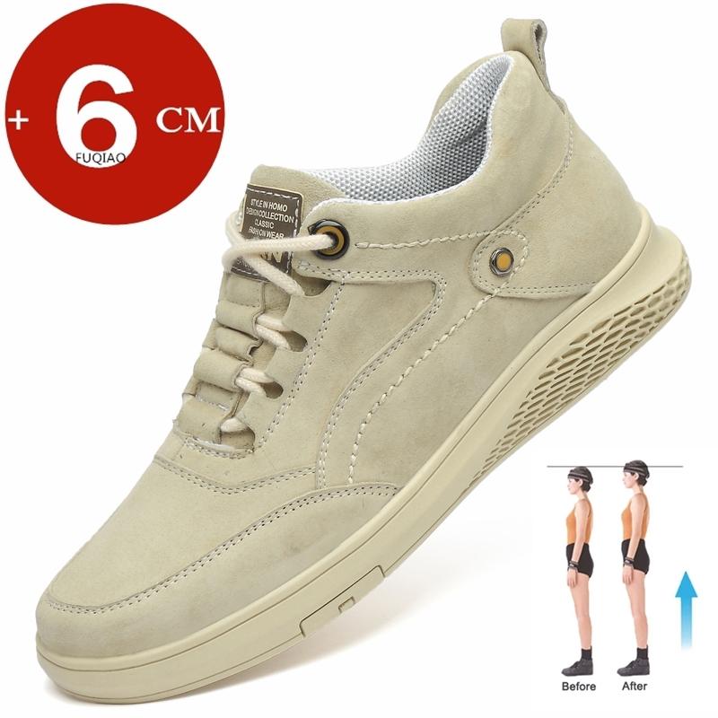 

Man Elevator Shoes Genuine Leather Lift Sneakers Men s Sports Chunky Hidden Heels Height Increase Insole 6CM Men Shoes 40