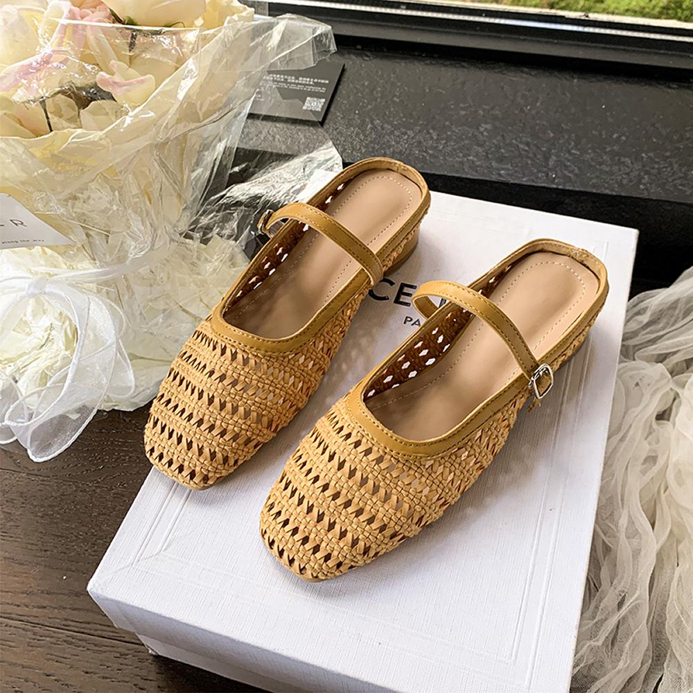 2025 New Summer Weave Slippers Cover Toe Sandals Mesh Mules Women Shoes Increase Height Heel Ladies Shoes Modern Slippers Sliver