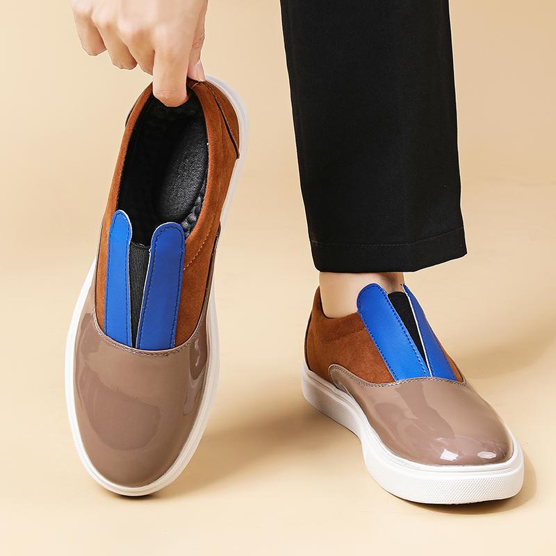 Fashion Slip on Outdoor Casual Shoes Low Top Lazy Shoes Non Slip Walking Loafers Moccasins for Male New Leisure Men Pu Leather Flats