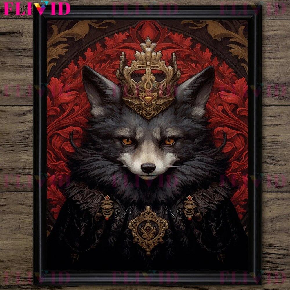 Könige der Tierwelt, Wandkunst, Leinwandgemälde, Vintage-Poster, skurrile, königliche, katzenartige, skurrile Kunst, Poster und Druck, Dekor, ohne Rahmen